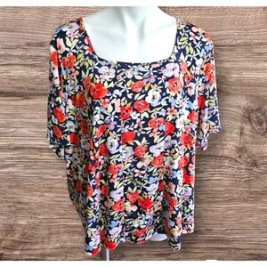 Zac & Rachel Women Navy Square Neck Top Size 2X